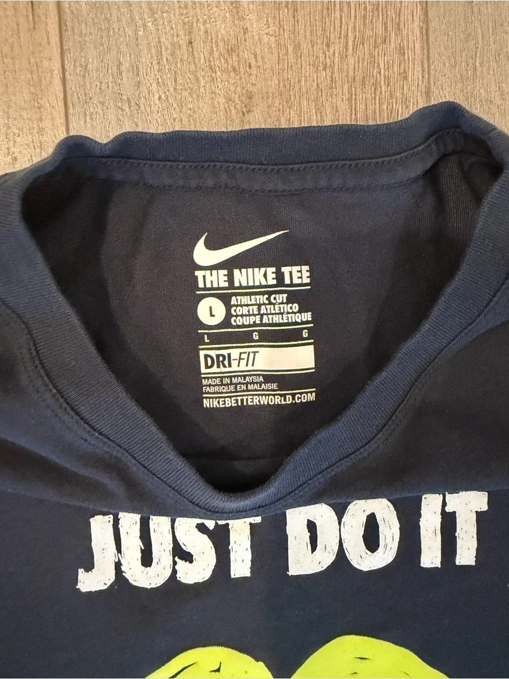 Nike Black Short Sleeve Tee with Neon Yellow Mustache Graphic
